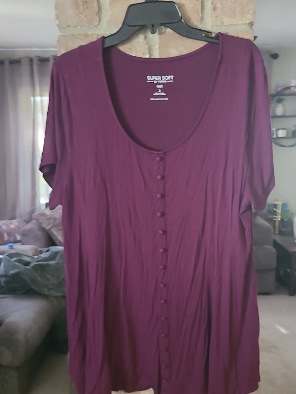 torrid Plum Short-Sleeve Button-Front Top